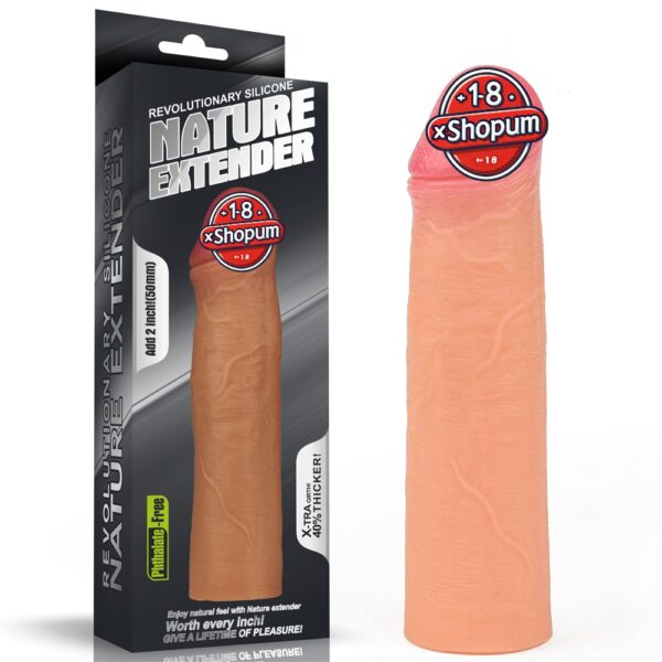 Nature Extender 5,5 cm dolgulu premium ten rengi silikon penis kılıfı.