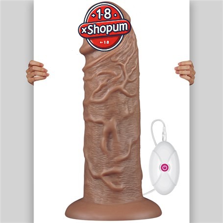 Yeni Nesil Çift Katmanlı 10 Titreşim Fonksiyonlu 26,6 cm Realistik Kalın Dildo Melez Penis