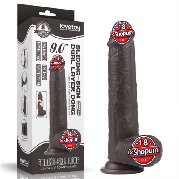 Yeni Nesil Çift Katmanlı 23 cm Realistik Zenci Dildo Penis