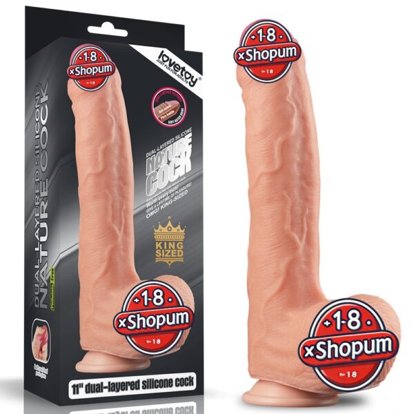 Yeni Nesil Çift Katmanlı 28 cm Realistik Dildo Penis