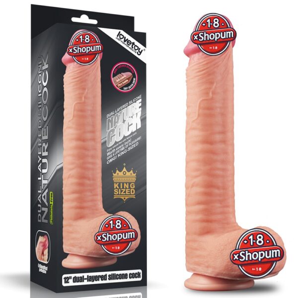 Yeni Nesil Çift Katmanlı 30,5 cm Realistik Dev Dildo Penis