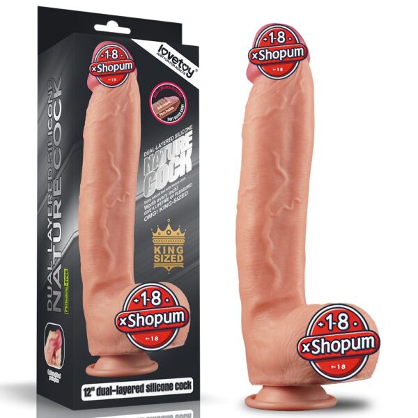 Yeni Nesil Çift Katmanlı 30,5 cm Realistik Dev Dildo Penis