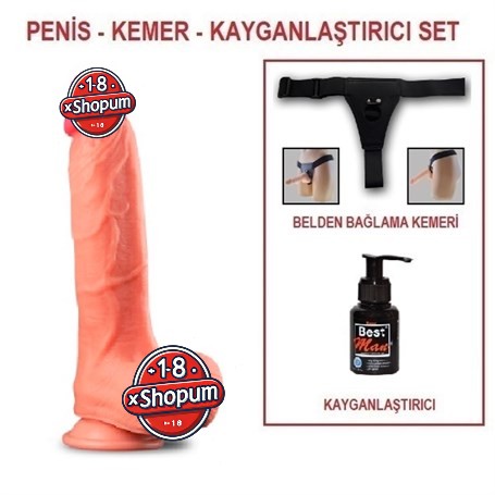 Yeni Nesil Çift Katmanlı Belden Bağlamalı 25 cm Realistik Dildo Penis