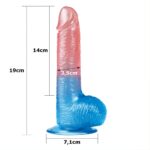 19 cm Çift Renkli Realistik Vantuzlu Dildo Penis