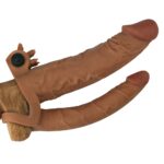 5 cm uzatmalı çiftli içi boş titreşimli 19 cm çatal dildo melez penis kılıfı.