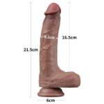 21.5 cm Realistik Çift Katmanlı Yeni Nesil Vantuzlu Melez Dildo Penis