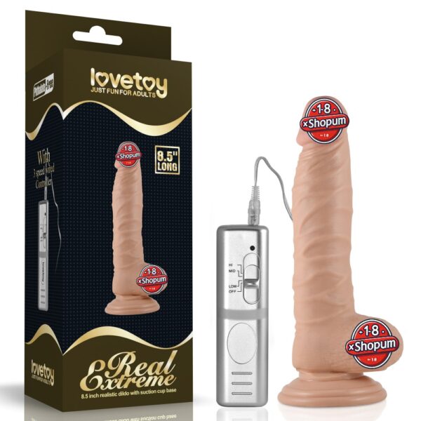 21.5 cm Realistik Titreşimli Vantuzlu Anal Vajinal Dildo Penis