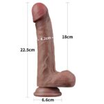 22.5 cm Realistik Çift Katmanlı Yeni Nesil Silikon Vantuzlu Belden Bağlamalı Melez Dildo Penis