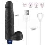 22.6 cm USB Şarjlı Gerçekçi 10 Titreşim Modlu Güçlü Sessiz Zenci Dildo