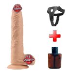 23.5 cm Realistik Vantuzlu Belden Bağlamalı Anal Vajinal Dildo Penis