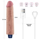 23.7 cm USB Şarjlı Yeni Nesil Realistik Testissiz Titreşimli Ten Dildo Penis