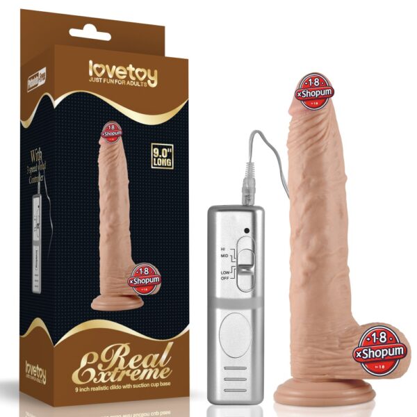 23 cm Realistik Titreşimli Vantuzlu Anal Vajinal Dildo Penis