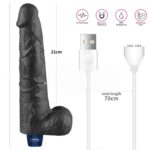 27.2 cm USB Şarjlı Gerçekçi 10 Titreşim Modlu Güçlü Sessiz Zenci Dildo